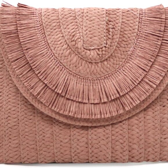 Handbags - Lightweight Straw Crossbody Clutch - Roomy Summer Accessory for Any Occasion
